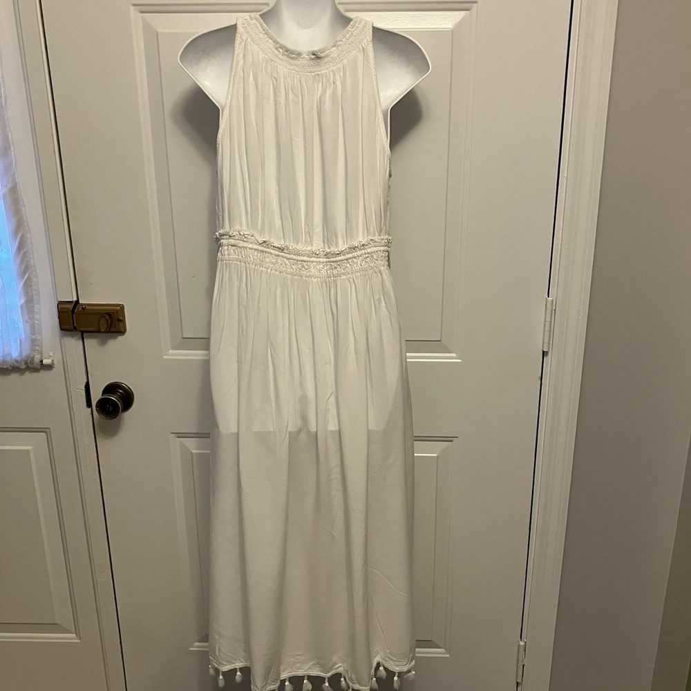 Women's Spiaggia Dolce Sz Medium Elegant White Dress /Party/Beach Tassels Boho - Picture 3 of 7